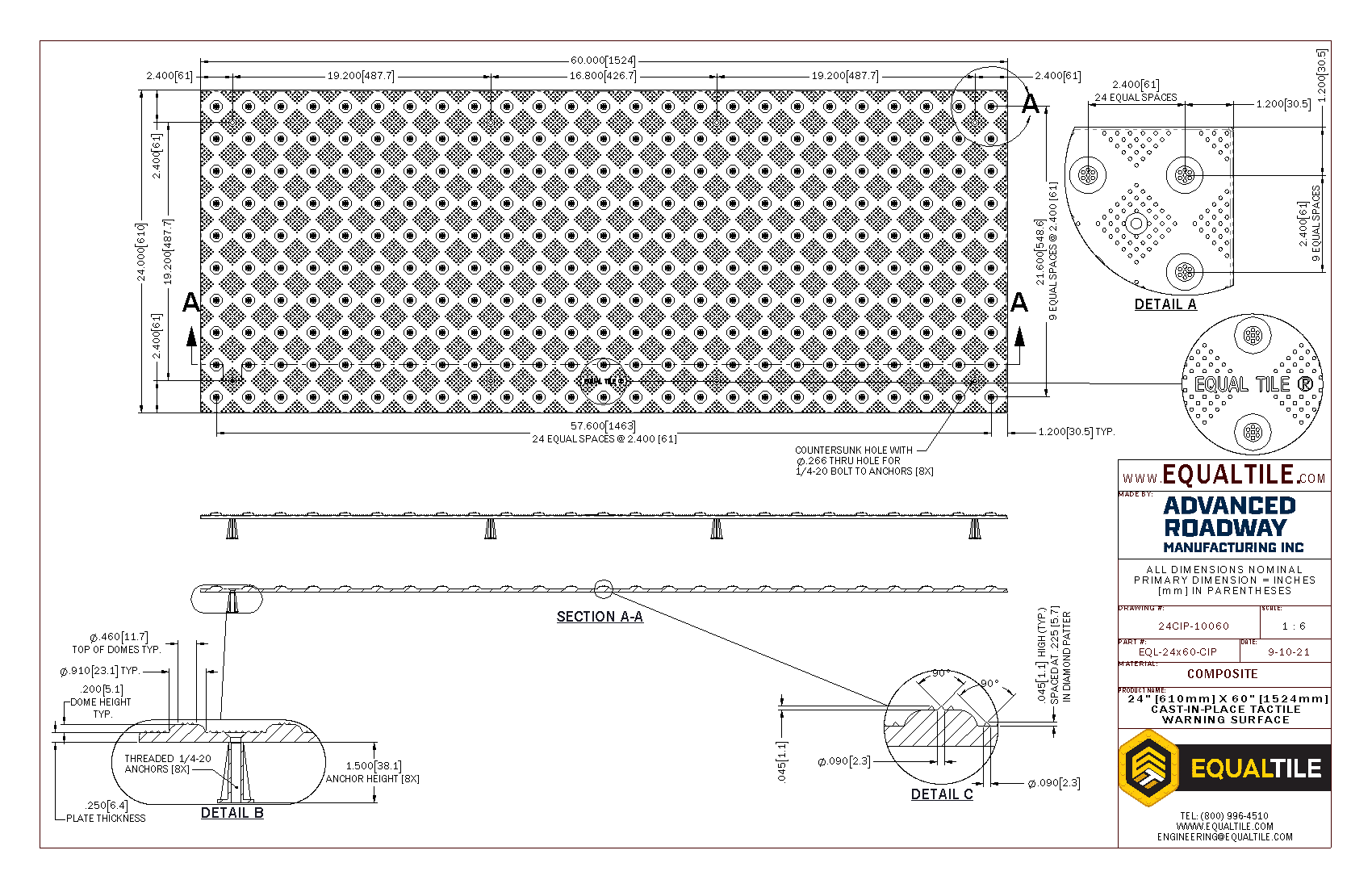 CIP Tactile Warning Surface 2X5