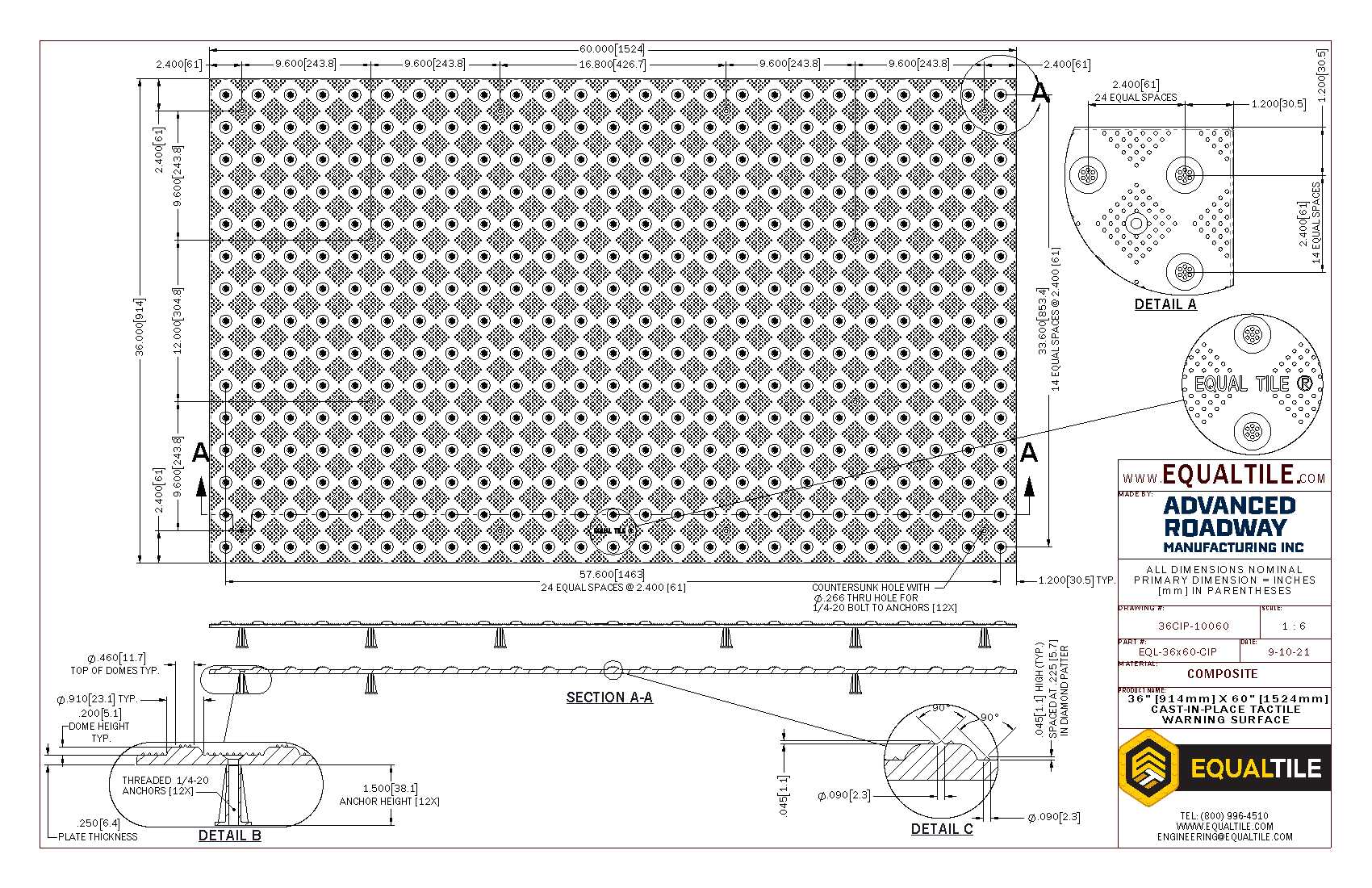 CIP Tactile Warning Surface 3X5