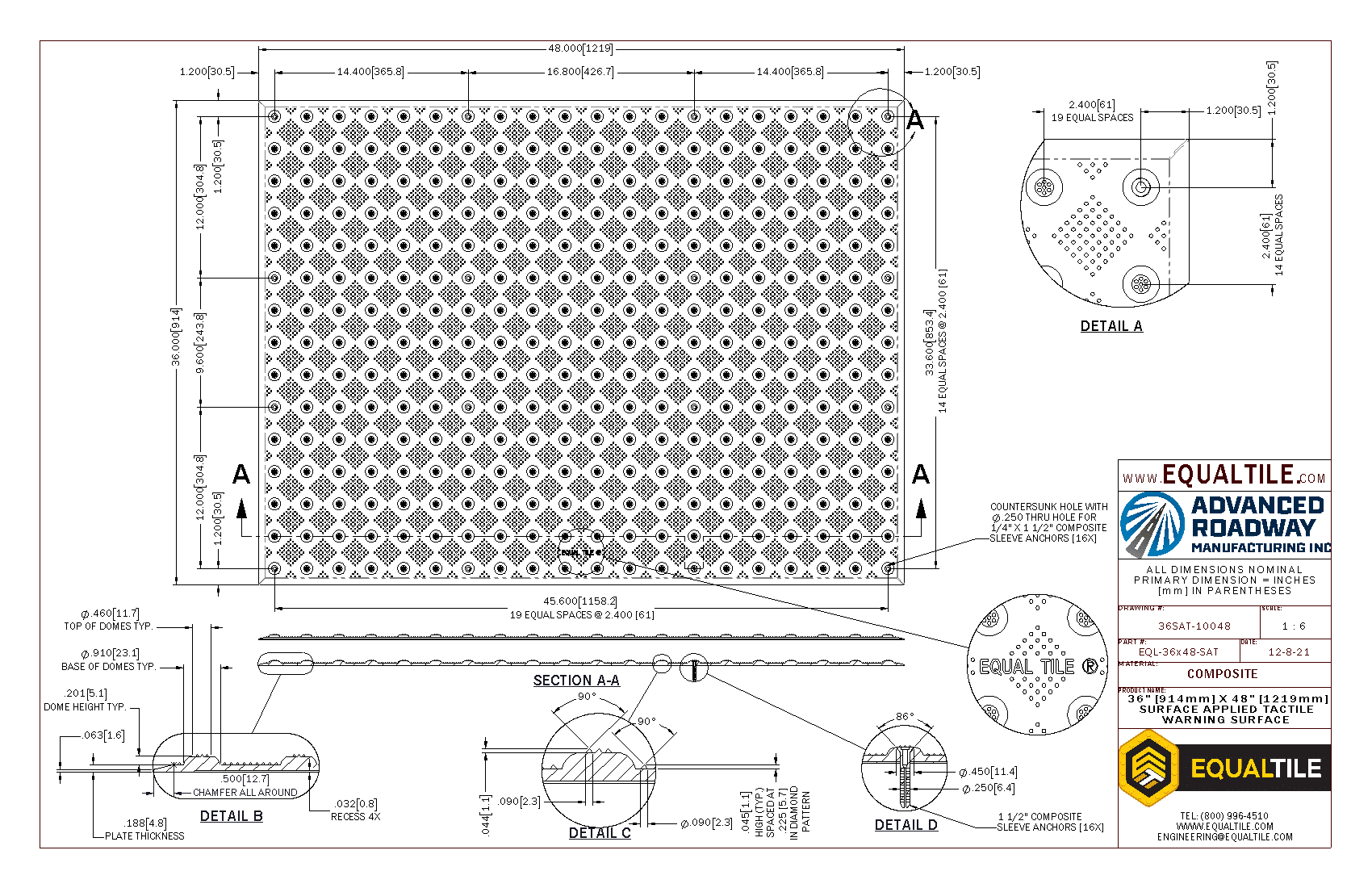 SAT Tactile Warning Surface 3X4